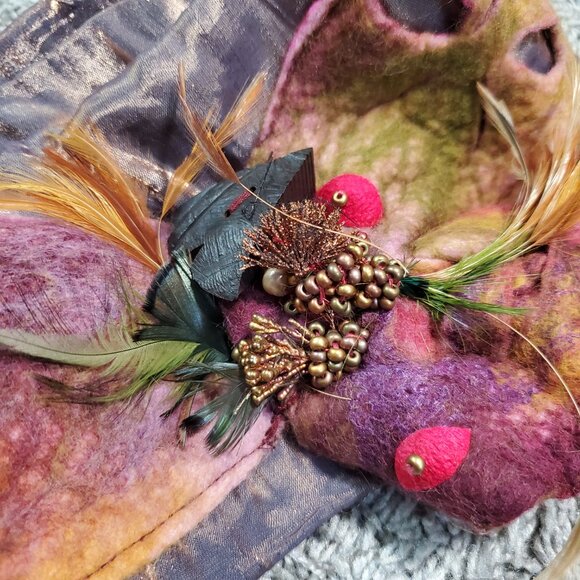 Elisabeth Wannaz Beautiful Wool Silk One of a Kind Art to Wear Head Wrap Hat - Picture 5 of 8